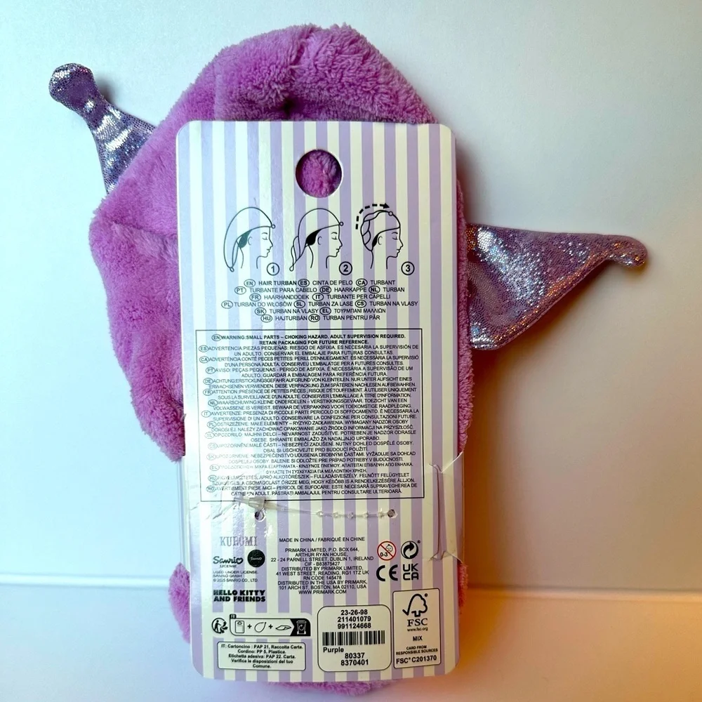 Kuromi Hair Drying Turban Towel NIP